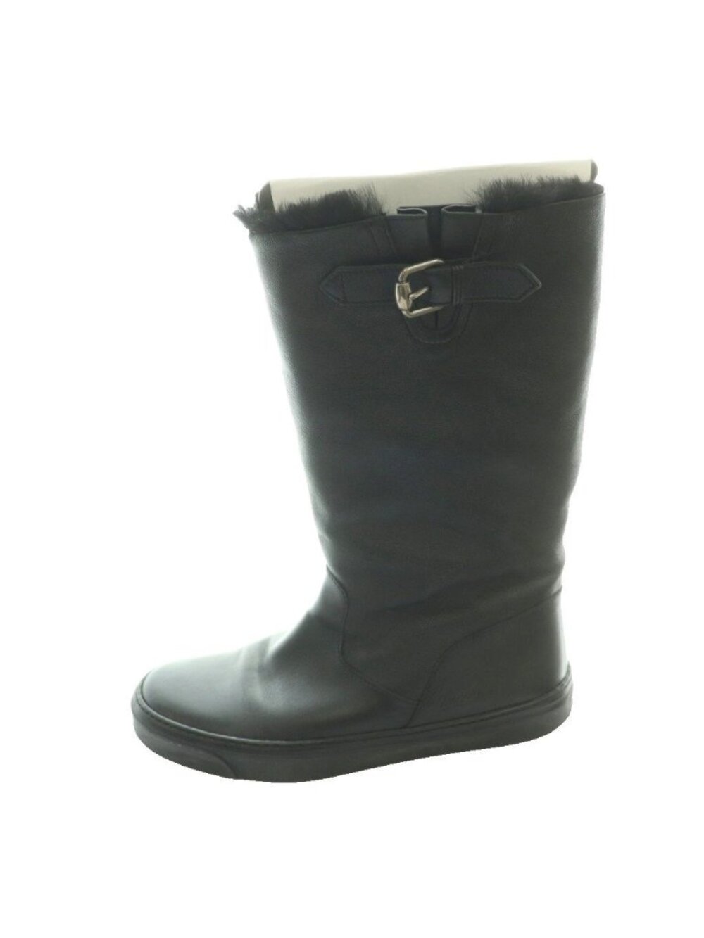 Gucci Middle Boots Long Leather Fur Black SS